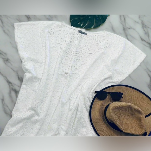 NEW Womens White Lace Top, Elegant Pull Over Kimono - Picture 8 of 8